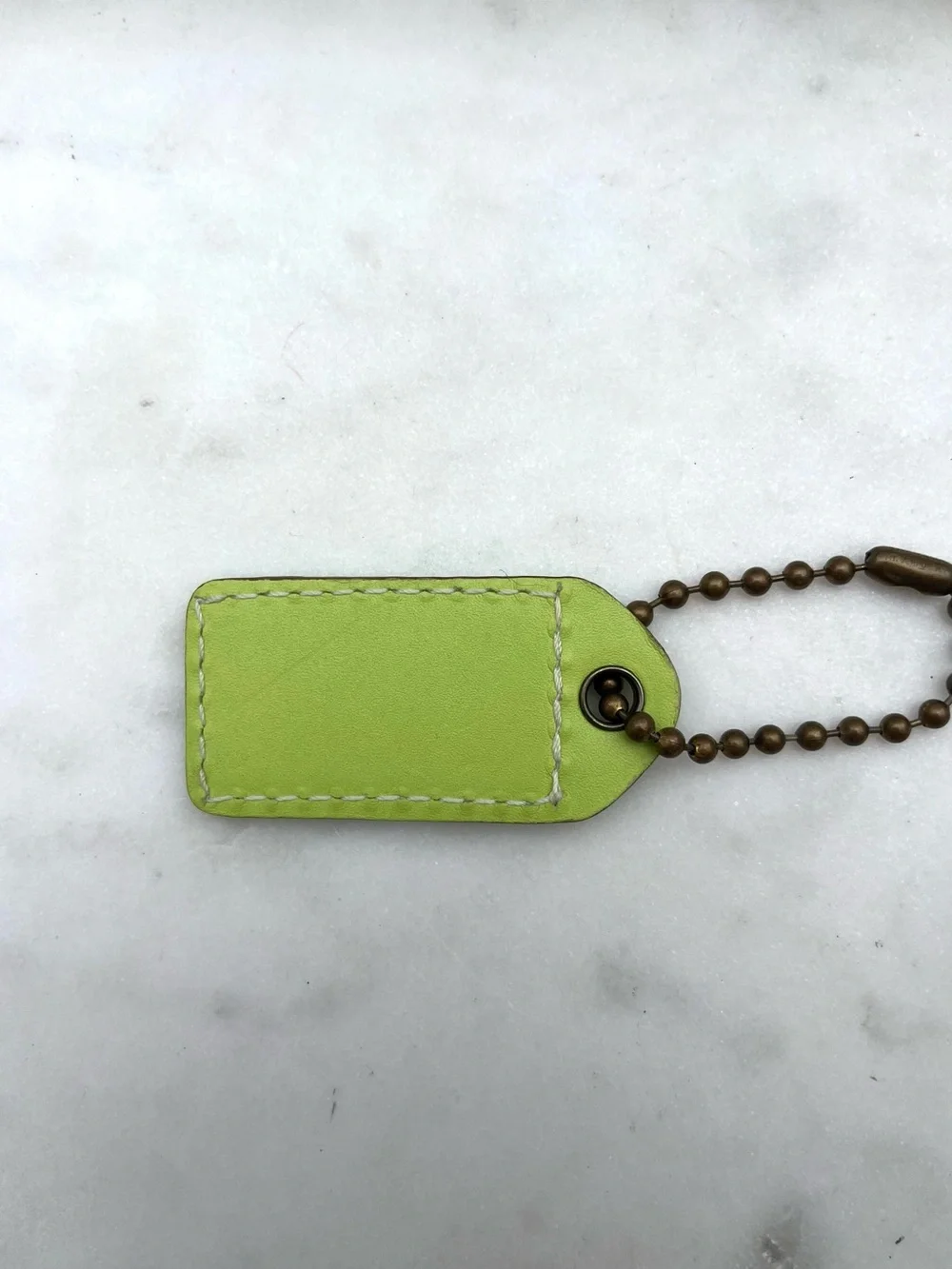 COACH Vintage Leather Hang Tag, Lime Green
